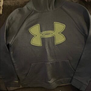 Under Armour Kids Dark Gray Hoodie with Green Logo